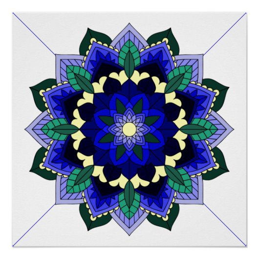 Mandala Muster 02 in dunkelblauem Poster (Vorderseite)