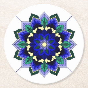Mandala Muster 02 in dunkelblauer Rundpapier-Coast Runder Pappuntersetzer