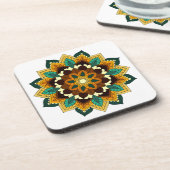 Mandala Muster 02 in gelb & braun Untersetzer (Linke Seite)