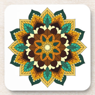 Mandala Muster 02 in gelb & braun Untersetzer