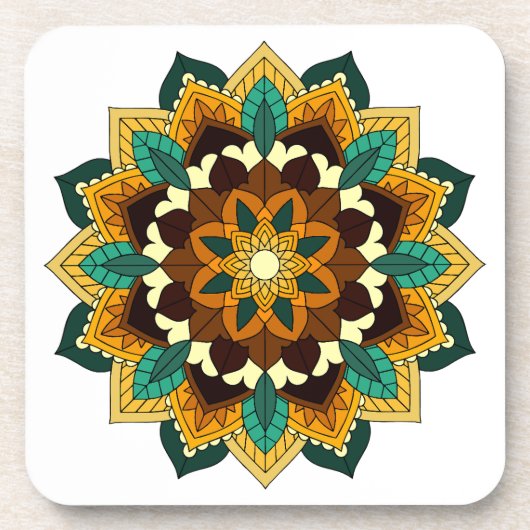 Mandala Muster 02 in gelb & braun Untersetzer (Vorderseite)