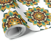 Mandala Muster 02 in gelb & braun Wrapping Paper Geschenkpapier (Rolleneckpunkt)