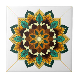 Mandala Muster 02 in Gelb & Keramik Tile Fliese