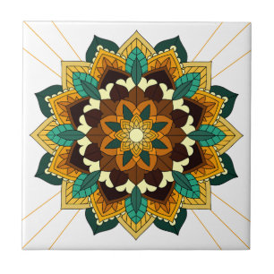 Mandala Muster 02 in Gelb & Keramik Tile Fliese
