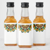 Mandala Muster 02 in gelb & tan Alkoholflaschenetikett (Flaschen)