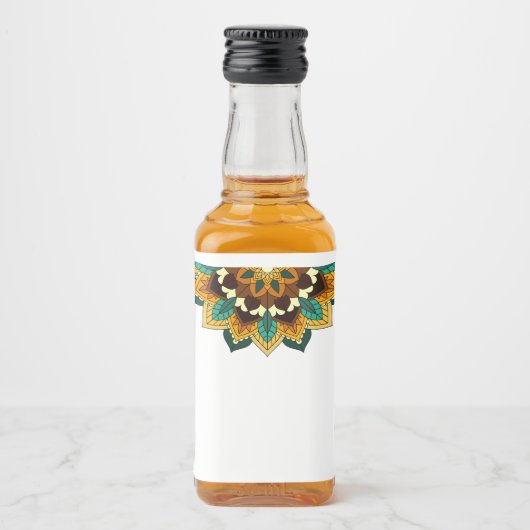 Mandala Muster 02 in gelb & tan Alkoholflaschenetikett (Vorderseite)