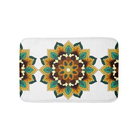 Mandala Muster 02 in gelb & tan Badematte (Vorderseite)