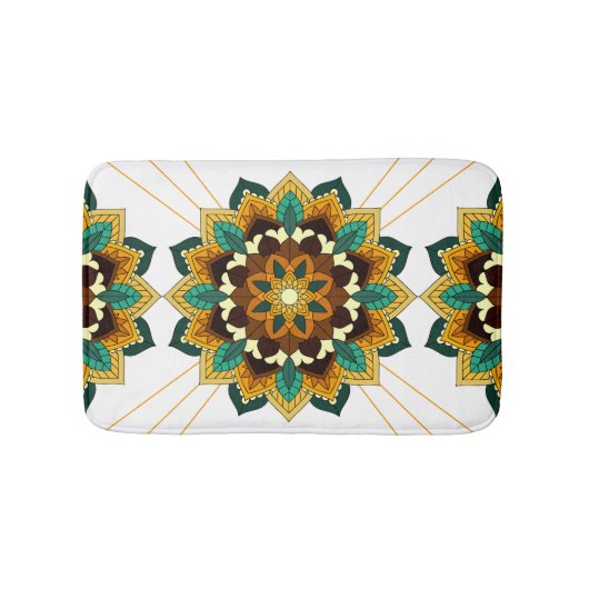 Mandala Muster 02 in gelb & tan Bath Mat Badematte (Vorderseite)