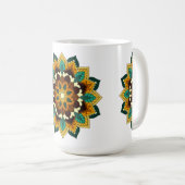 Mandala Muster 02 in gelb & tan Coffee Tasse (VorderseiteRechts)