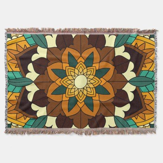 Mandala Muster 02 in gelb & tan Decke (Vorderseite)