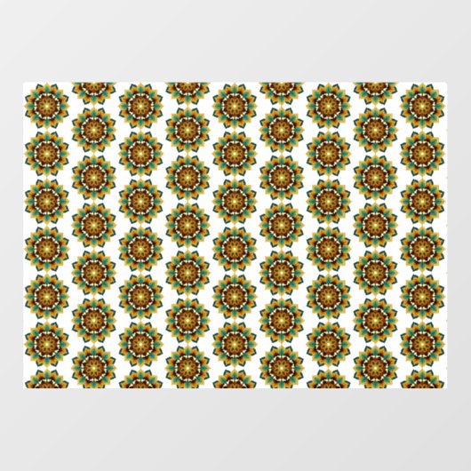 Mandala Muster 02 in gelb & tan Fensteraufkleber (Blatt)