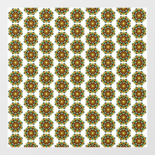 Mandala Muster 02 in gelb & tan Fensteraufkleber (Blatt)
