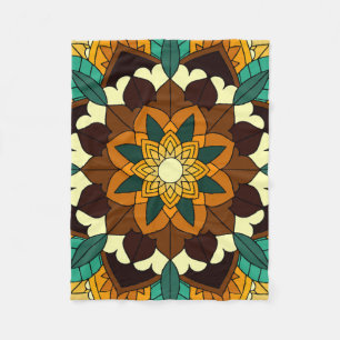 Mandala Muster 02 in gelb & tan Fleecedecke