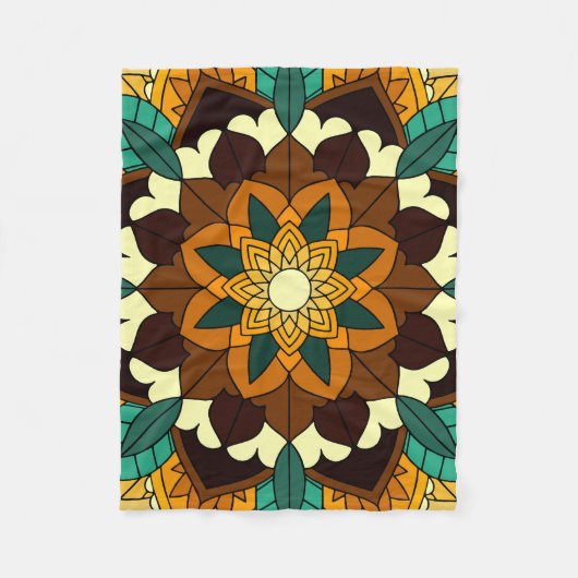 Mandala Muster 02 in gelb & tan Fleecedecke (Vorderseite)