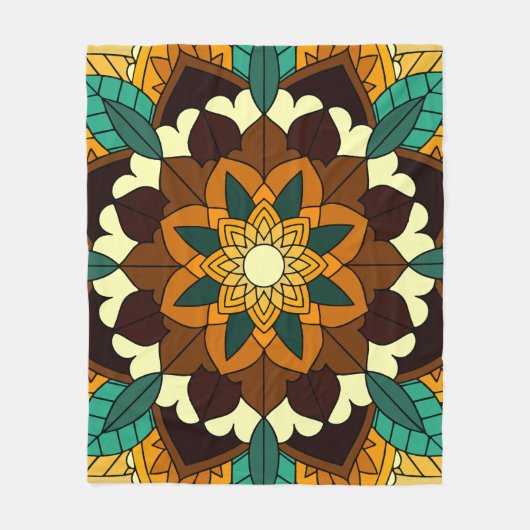 Mandala Muster 02 in gelb & tan Fleecedecke (Vorderseite)