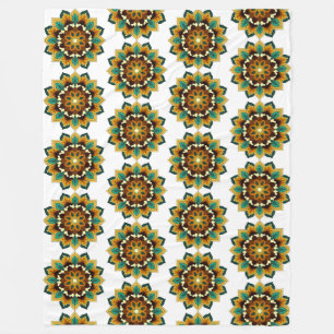 Mandala Muster 02 in gelb & tan Fleecedecke