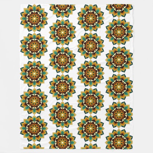 Mandala Muster 02 in gelb & tan Fleecedecke (Vorderseite)