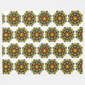 Mandala Muster 02 in gelb & tan Fleecedecke (Vorderseite (Horizontal))