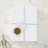 Mandala Muster 02 in gelb & tan Geschenkanhänger (Mit Garn)