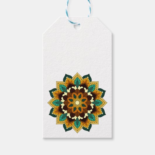 Mandala Muster 02 in gelb & tan Geschenkanhänger (Vorderseite)
