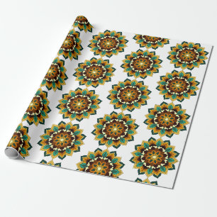 Mandala Muster 02 in gelb & tan Geschenkpapier