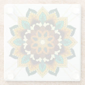 Mandala Muster 02 in gelb & tan Glasuntersetzer (Rückseite)
