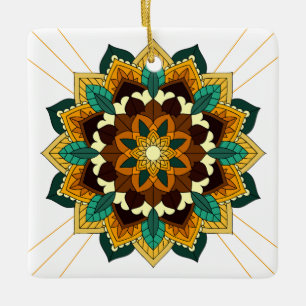 Mandala Muster 02 in gelb & tan Keramikornament