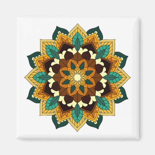 Mandala Muster 02 in gelb & tan Magnet (Vorne)