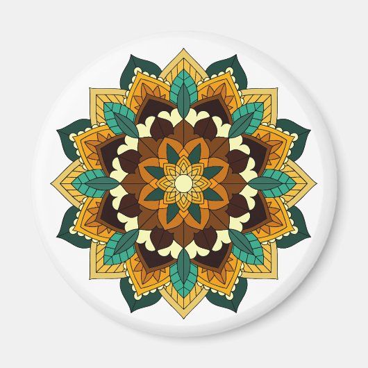 Mandala Muster 02 in gelb & tan Magnet (Vorne)