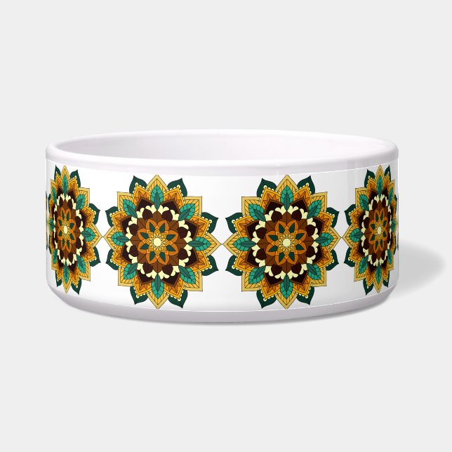 Mandala Muster 02 in gelb & tan Napf (Vorderseite)