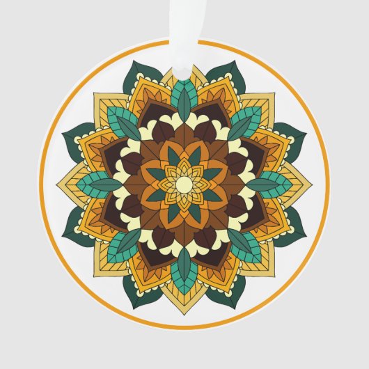 Mandala Muster 02 in gelb & tan Ornament (Vorderseite)