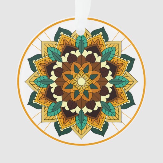 Mandala Muster 02 in gelb & tan Ornament (Vorderseite)