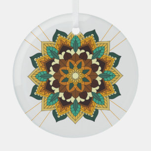 Mandala Muster 02 in gelb & tan Ornament Aus Glas