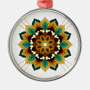 Mandala Muster 02 in gelb & tan Ornament Aus Metall