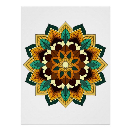 Mandala Muster 02 in gelb & tan Poster (Vorderseite)