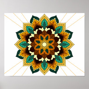 Mandala Muster 02 in gelb & tan Poster