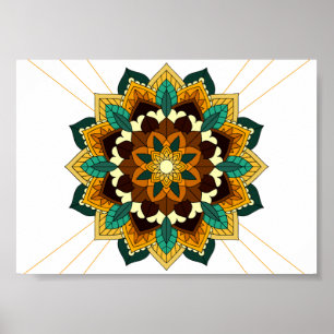 Mandala Muster 02 in gelb & tan Poster