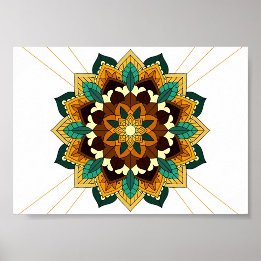 Mandala Muster 02 in gelb & tan Poster (Vorne)