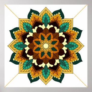 Mandala Muster 02 in gelb & tan Poster