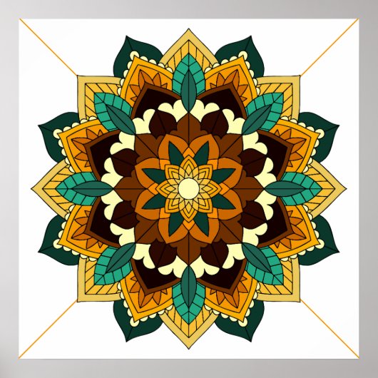 Mandala Muster 02 in gelb & tan Poster (Vorne)