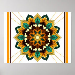 Mandala Muster 02 in gelb & tan Poster