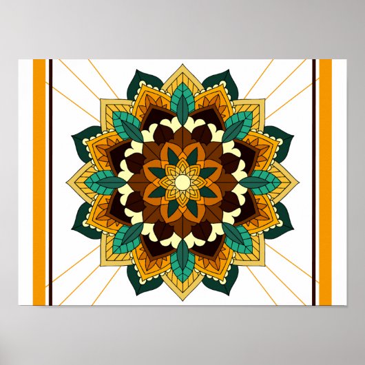 Mandala Muster 02 in gelb & tan Poster (Vorne)