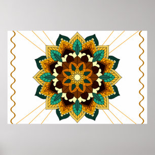 Mandala Muster 02 in gelb & tan Poster