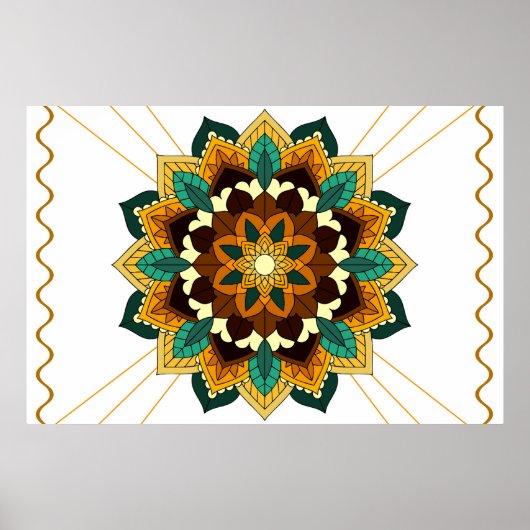 Mandala Muster 02 in gelb & tan Poster (Vorne)