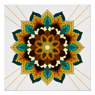 Mandala Muster 02 in gelb & tan Poster
