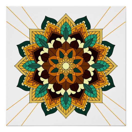 Mandala Muster 02 in gelb & tan Poster (Vorderseite)