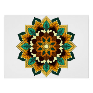 Mandala Muster 02 in gelb & tan Poster
