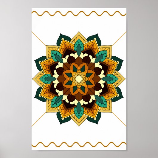 Mandala Muster 02 in gelb & tan Poster (Vorne)
