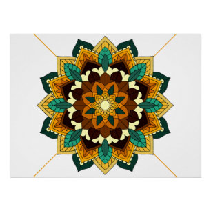 Mandala Muster 02 in gelb & tan Poster