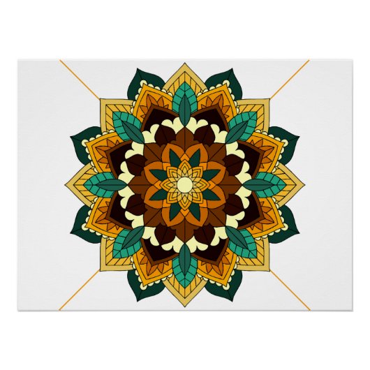 Mandala Muster 02 in gelb & tan Poster (Vorderseite)